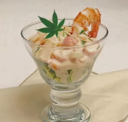 Langostino con flores de marihuana