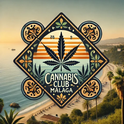 DALL·E 2025-03-21 11.04.24 - A stylish logo for a cannabis club in Málaga, Spain. The design features a scenic sunset over a Mediterranean beach, with cannabis leaves subtly incor