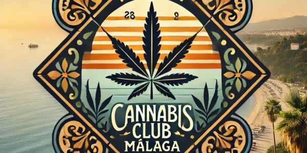 DALL·E 2025-03-21 11.04.24 - A stylish logo for a cannabis club in Málaga, Spain. The design features a scenic sunset over a Mediterranean beach, with cannabis leaves subtly incor